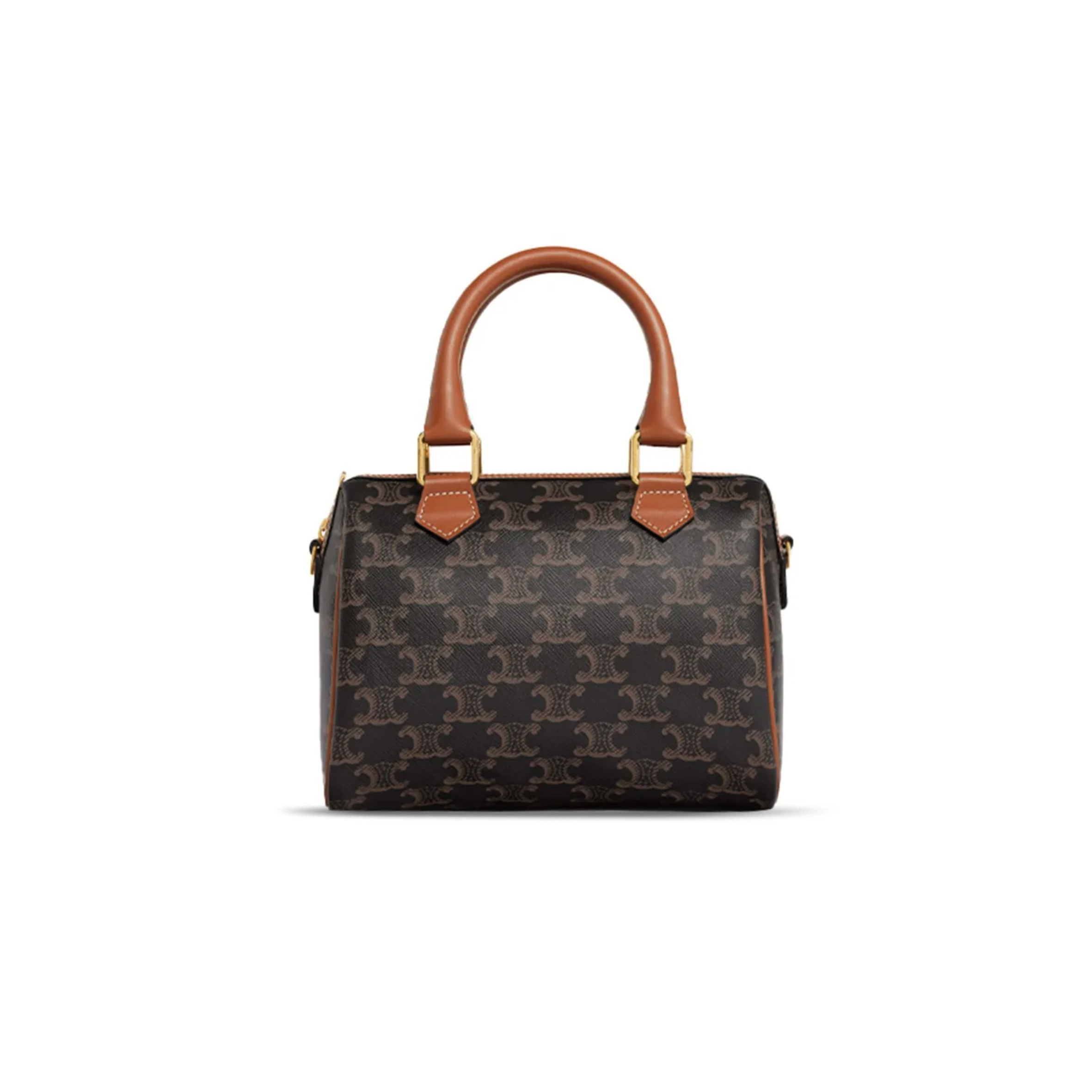 CELINE SMALL BOSTON BAG IN TRIOMPHE CANVAS AND CALFSKIN 113772CAS.04LU (19.5*14*7cm)
